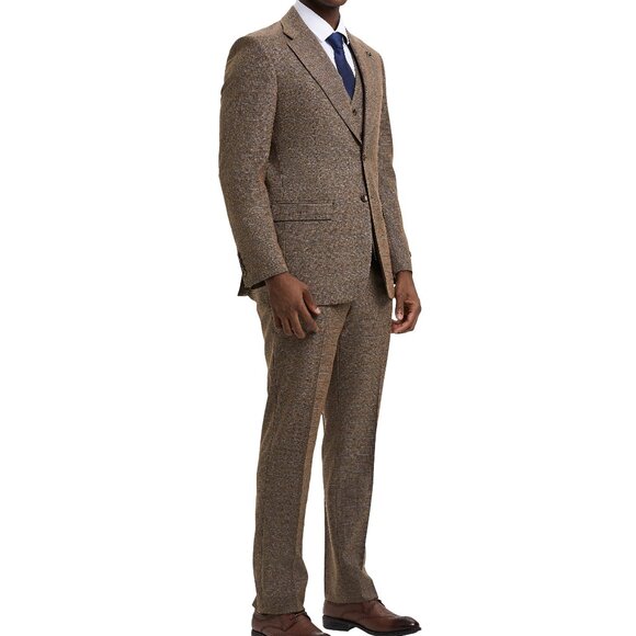 Brown Graph Check 3 Piece Stacy Adams men's Suit - Picture 4 of 5